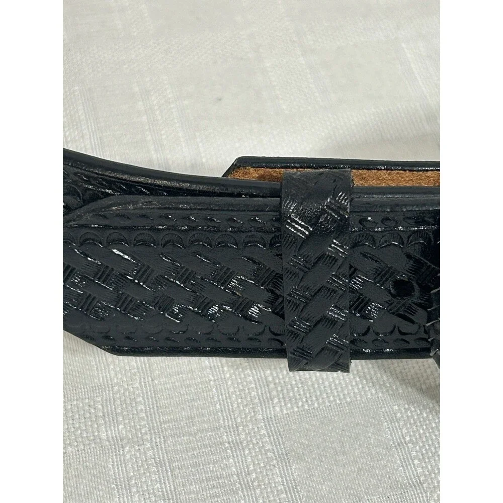 GENUINE Rattle Snake Buckle with Black Leather Belt Size 36 Mens Western boot